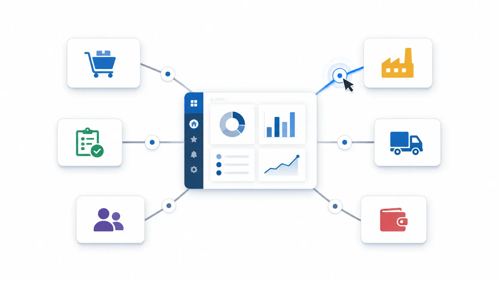 PAX ERP click efficiency for small manufacturers showing fast access to common ERP operations