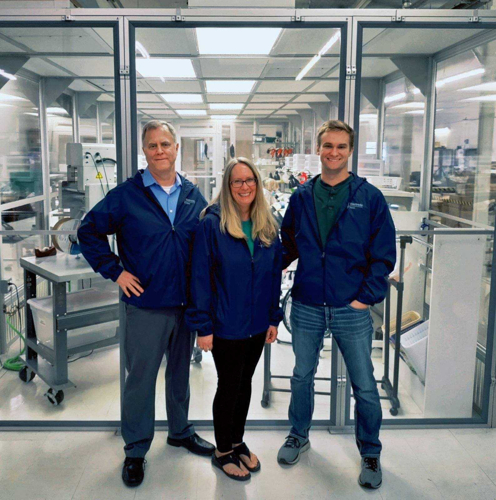 The PAX team outside the medical device manufacturing cleanroom facility where PAX was originally built